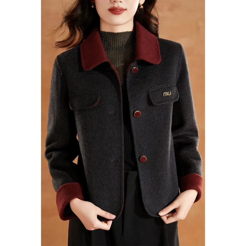 Mylan Cropped Coats Women's Gray & Red-6
