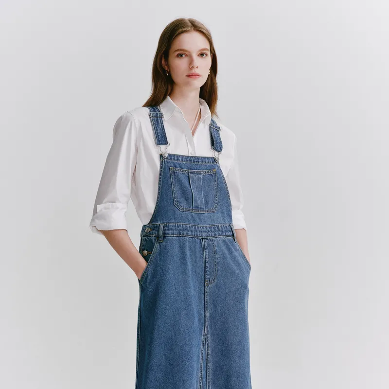 E.land Slip Dresses Women's Denim-3