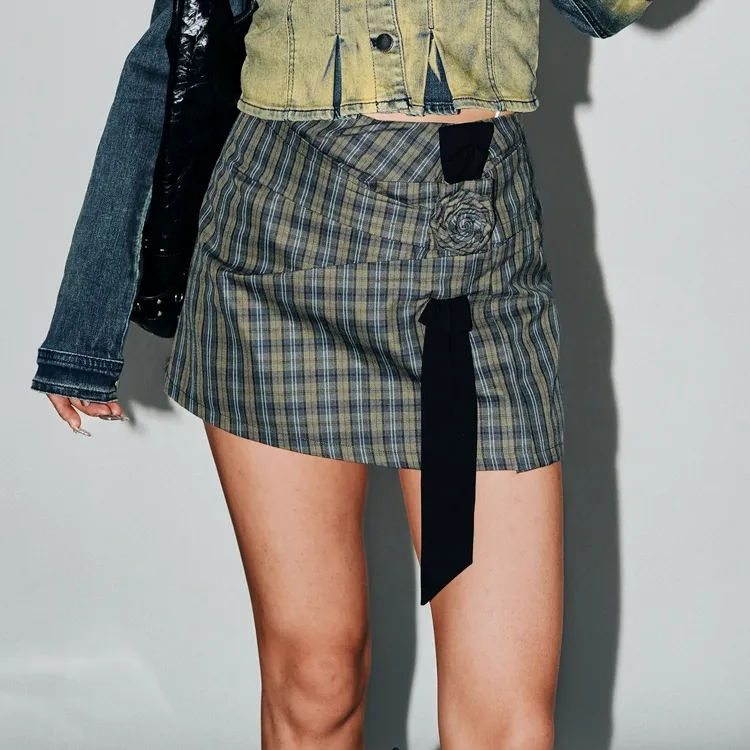 SETIROM Casual Short Skirts Women's Green-4