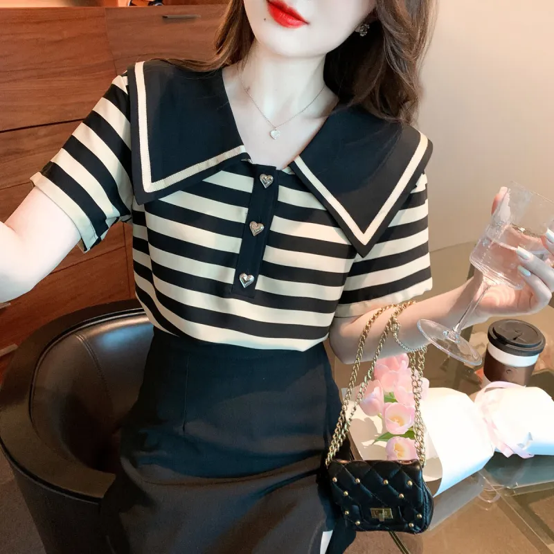 XIANSINIAO T Shirts Women's Stripes-1