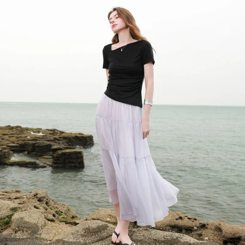 3COLOUR Casual Long Skirt Women's-4