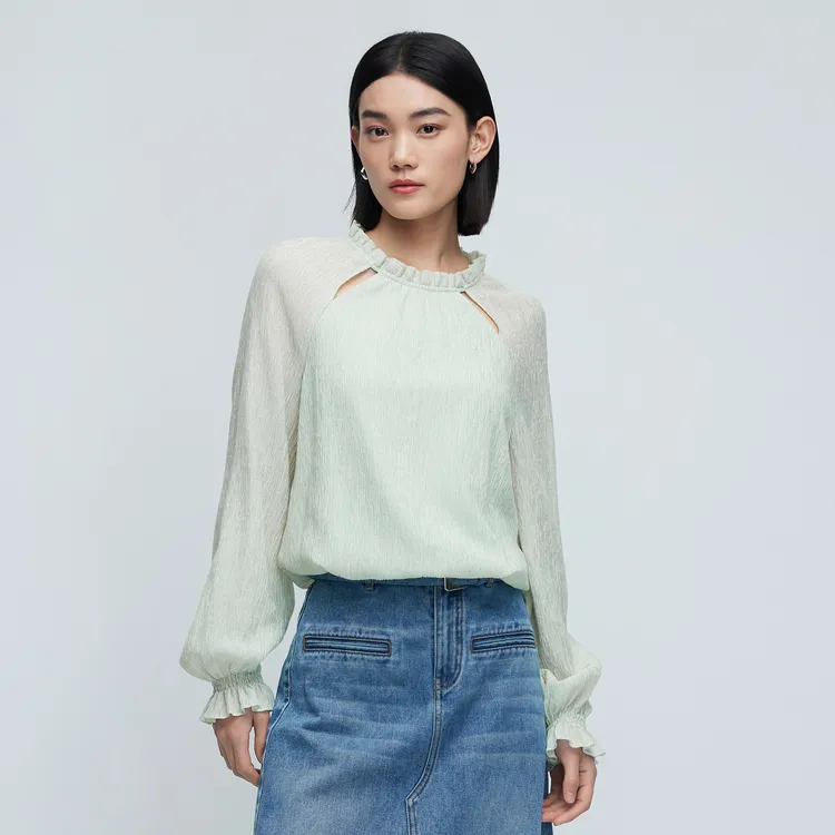 SHUIYUNJIAN Design Bud Sleeve Shirt Women's Fruit Green-2