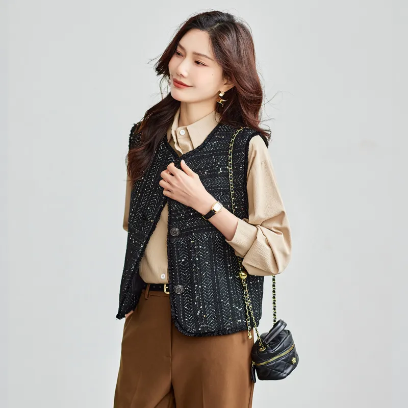 TERRE BLEUE Spring Fall Vest Loose Fit Women's-6