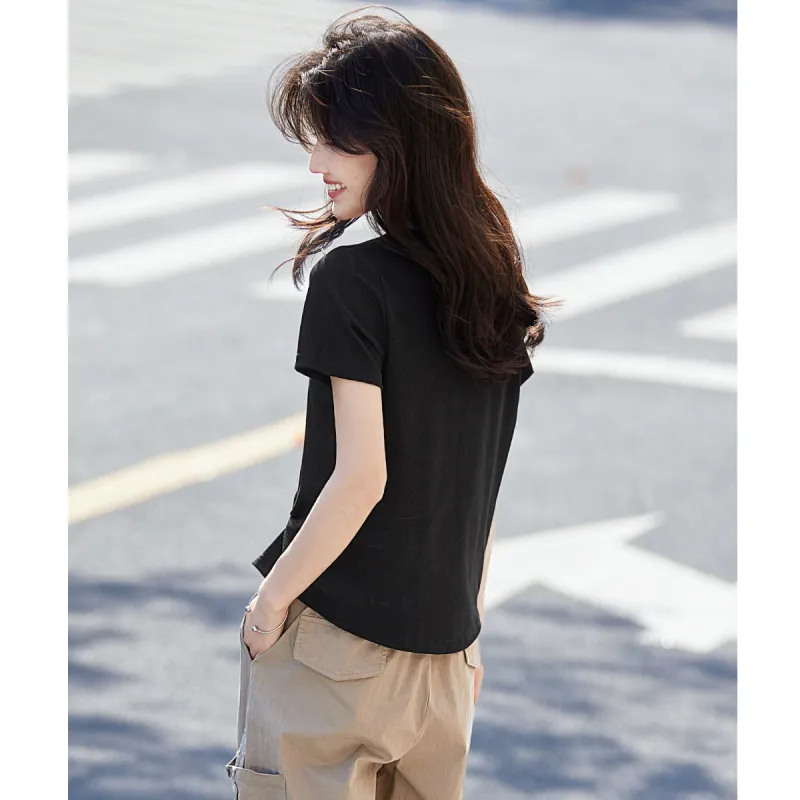 Still quiet T Shirts Women's Black-3