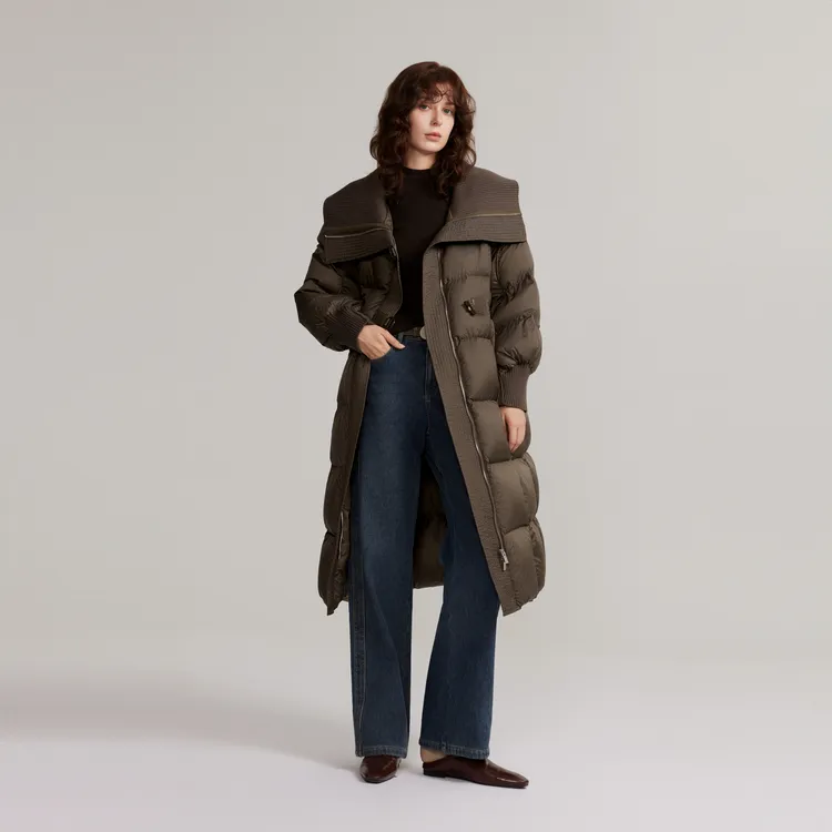 ELLE Down Jacket Women's Dark Brown-3