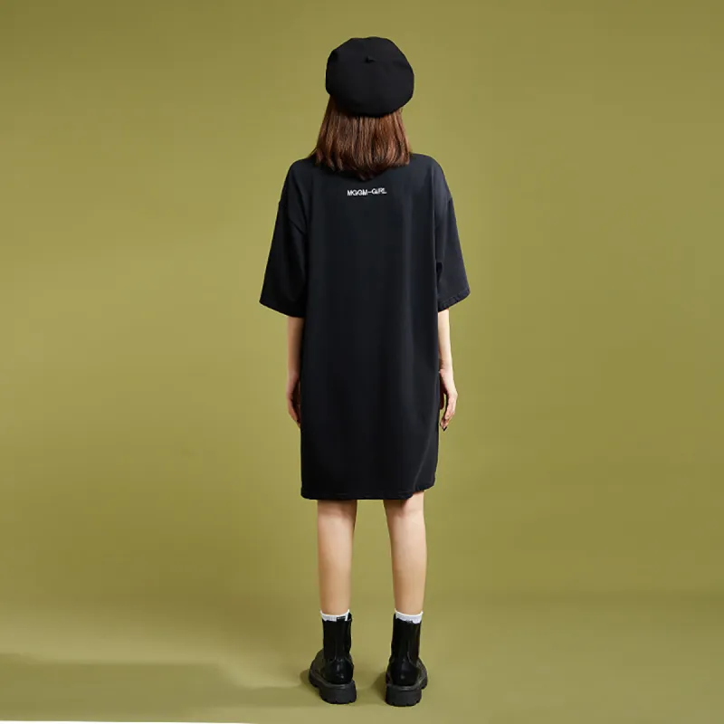 MUGUOGUOMU Short Sleeved Dress Women's Black-1