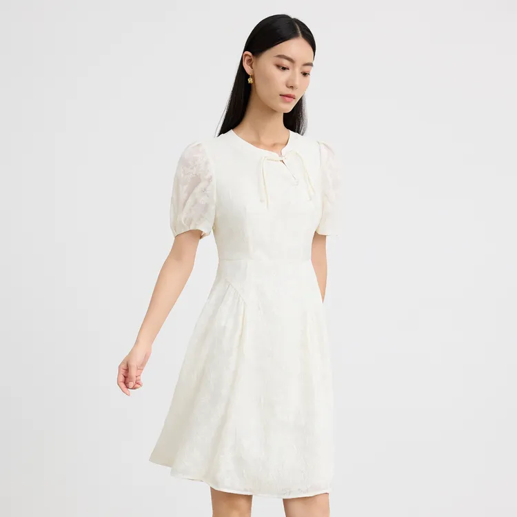 SHUIYUNJIAN Short-Sleeved Dresses Women's Beige Apricot-3