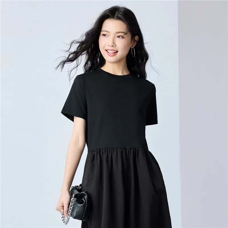 UNIQLO Short Sleeved Dress Women's 09 Signature Black-3
