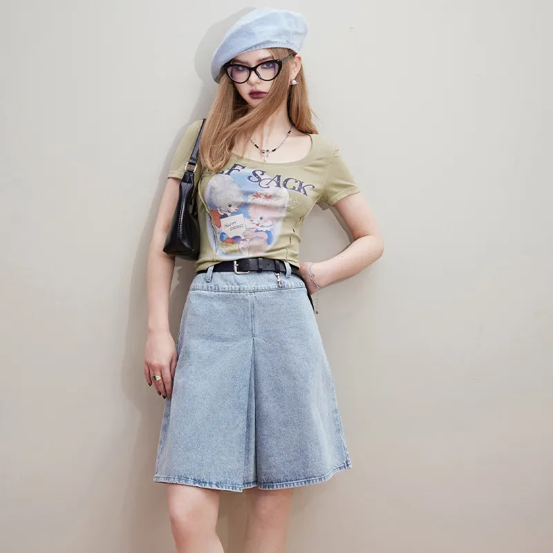 ELF SACK Denim Short Skirts Women's-12