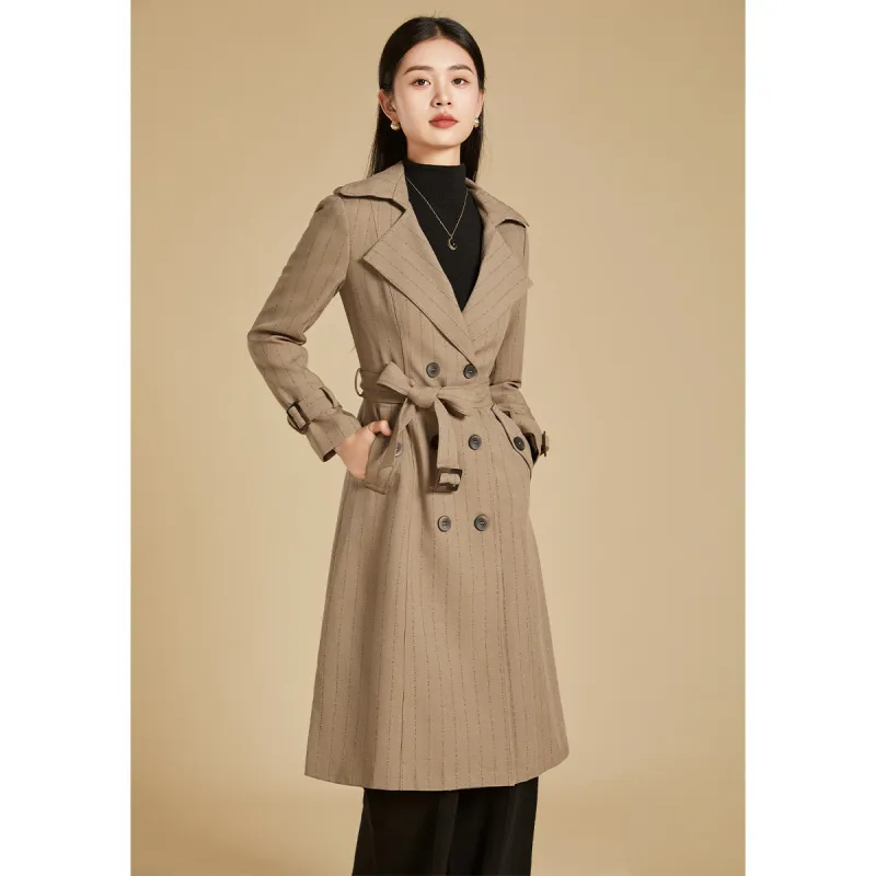 Mylan Spring, Fall Trench Coat Slim Fit Women's Khaki Collection Brand, Stay Updated With Activity Alerts-4