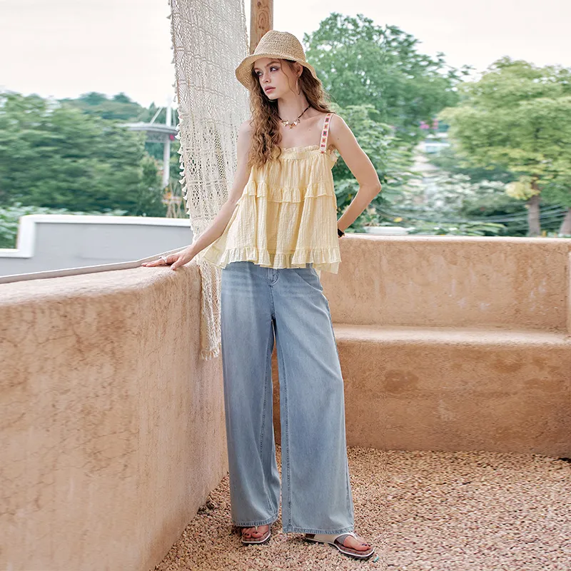 ELF SACK Chiffon Shirts Women's Lightweight Yellow-4