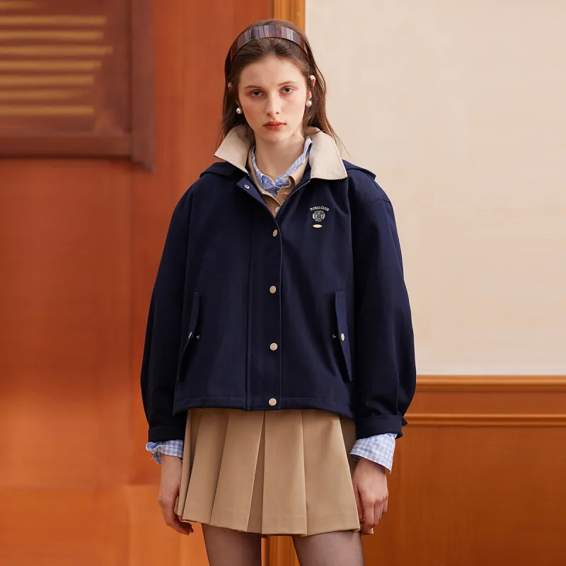 Teenie Weenie Cropped Coat Women's Navy Blue-3