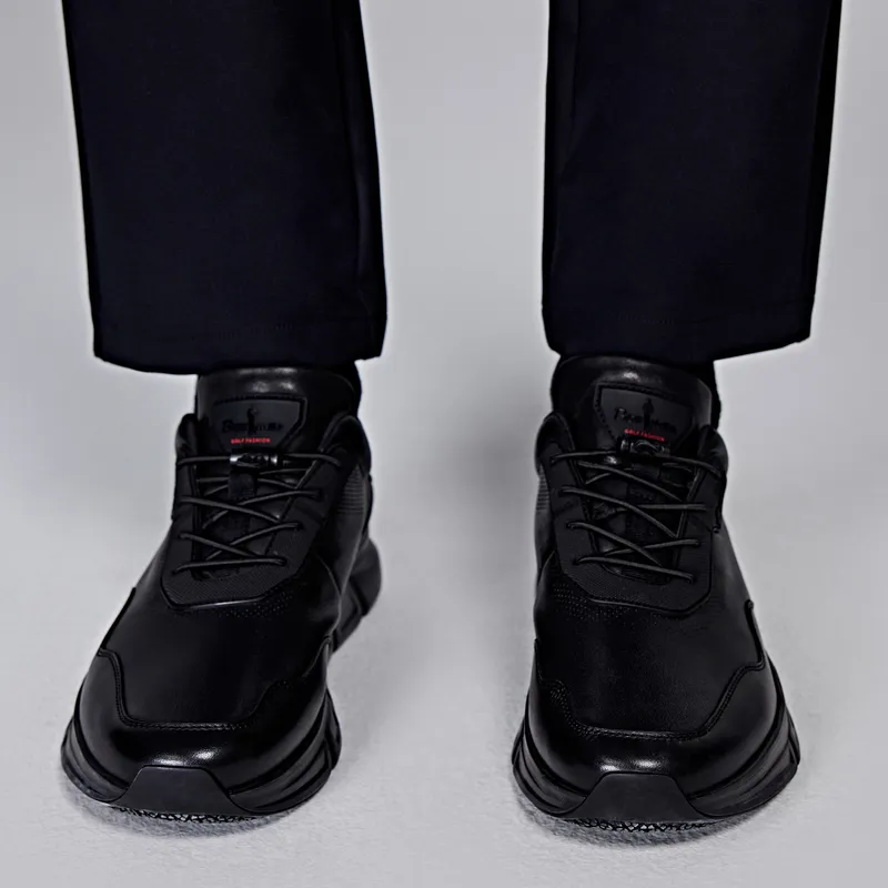 Biyin Leufen Non slip Lightweight Low Top Casual Shoes Men's Black-1