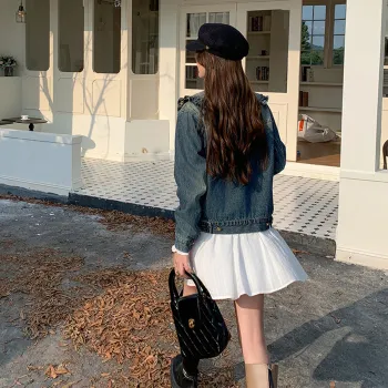 Like The Age Of Water Summer Velvet feel Coat Regular Women's Denim Blue