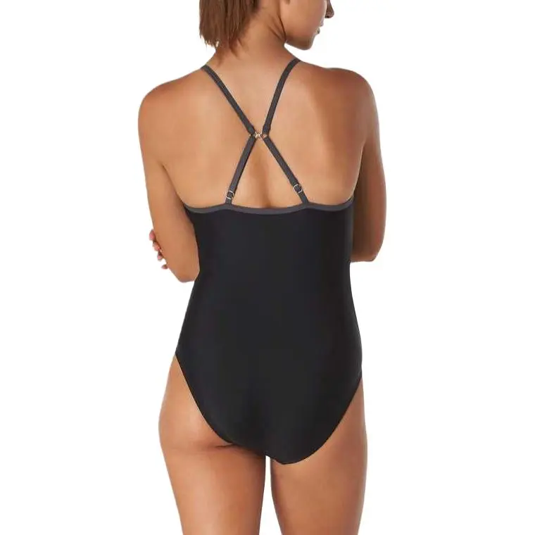 Speedo Asymmetrical Colorblock One Piece Black One piece Swimsuit Women's-1
