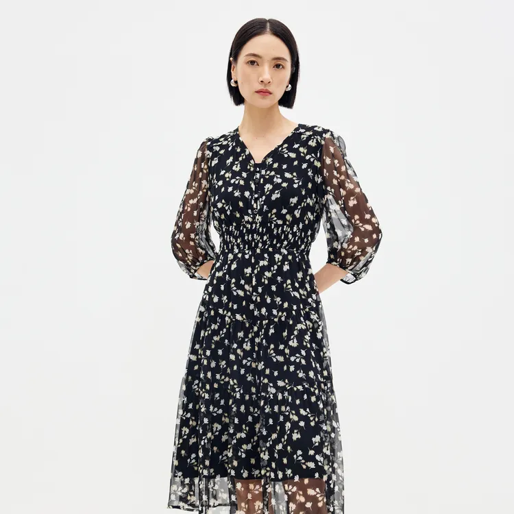 SHUIYUNJIAN Short Sleeved Dress Women's-2