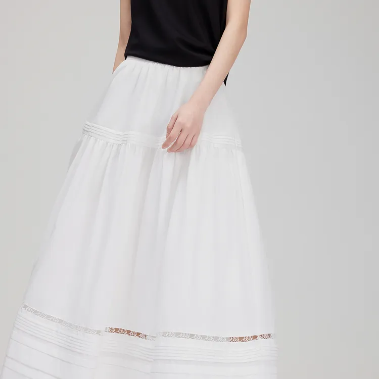 ELLE Casual Long Skirt Women's White-6