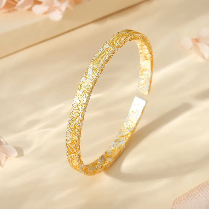 YASHENGZHUBAO 999 Fine Silver Bangles Women's-3