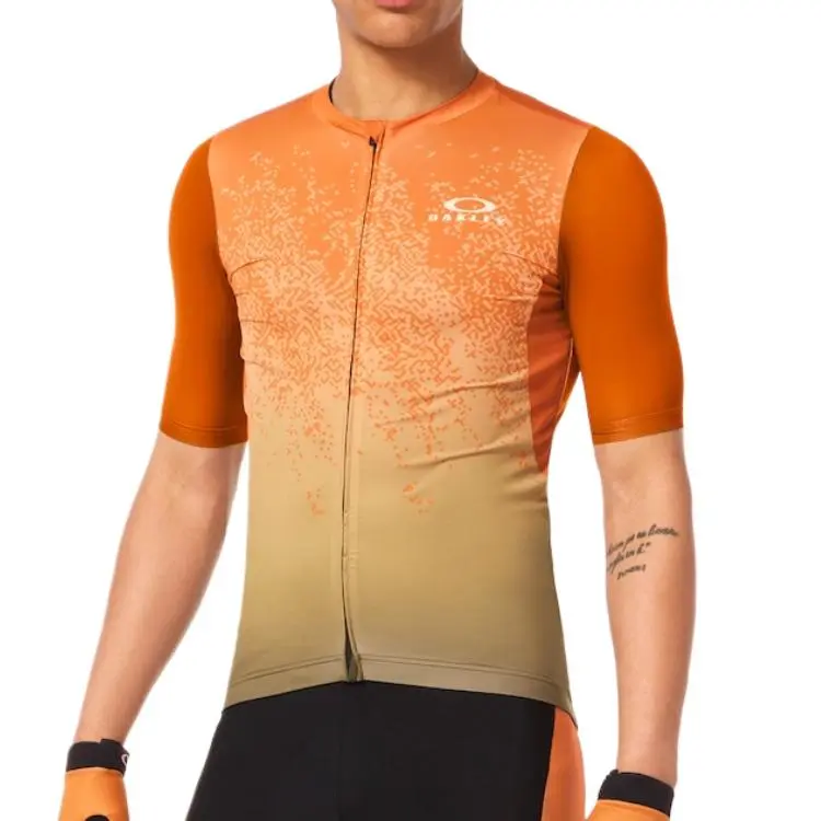 Oakley Endurance Dazzle Camo Jersey Cycling Clothing Men's Orange Green Pixel-3
