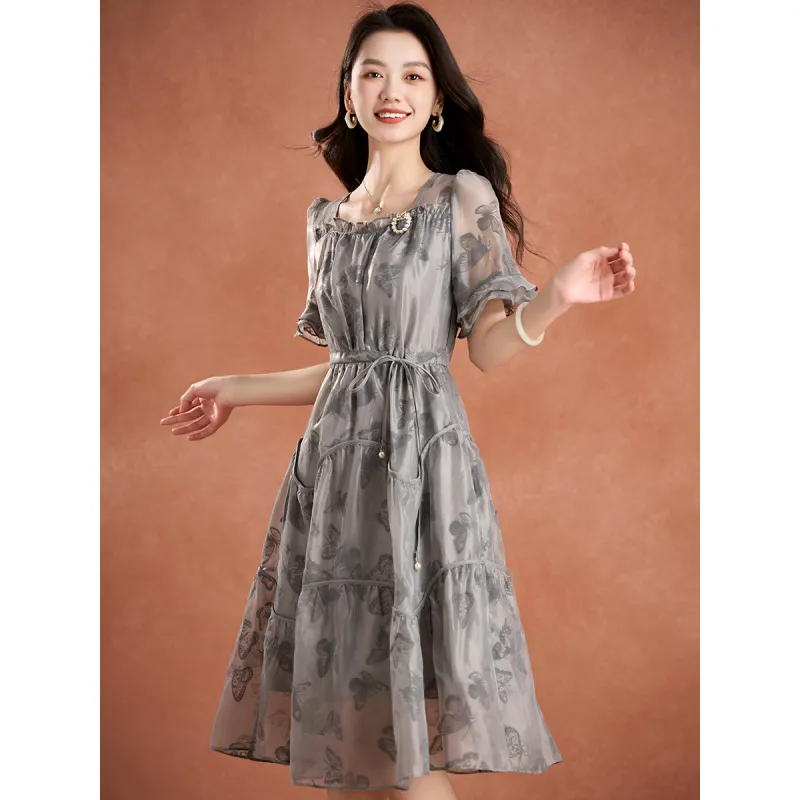Mylan Short Sleeved Dress Women's Gray-3