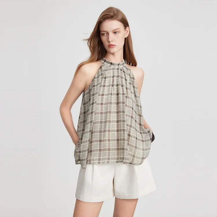 ELLE Shirts Women's Coffee Plaid-2