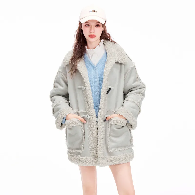 LEDIN x LOTSYOU Velvet feel Coat Women's Glacier Gray-2