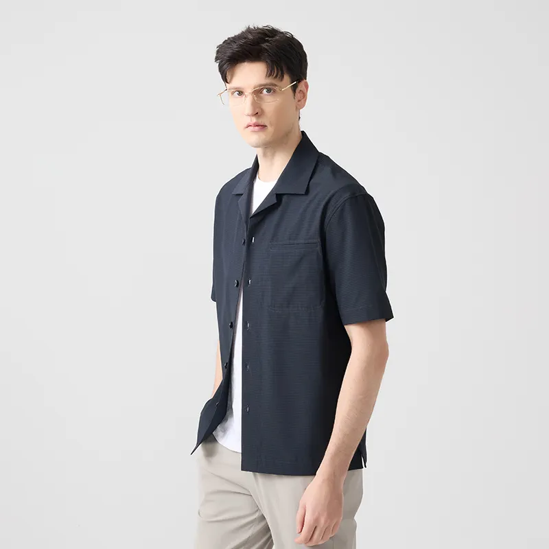 DIDIBOY Shirts Men Blue Plaid-2