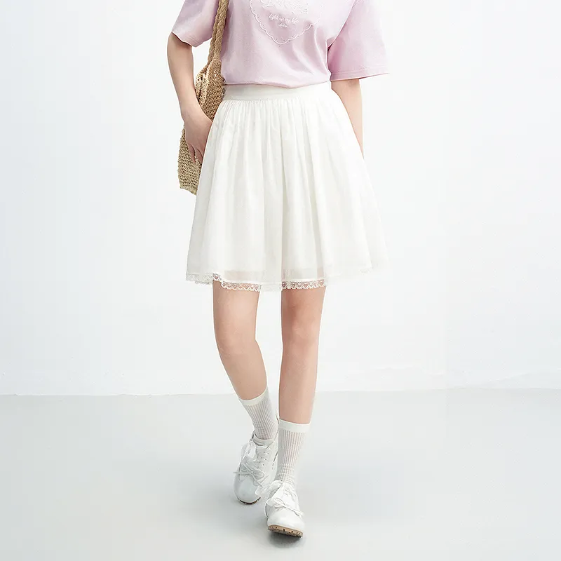 LEDIN Casual Short Skirts Women's Bright White-4