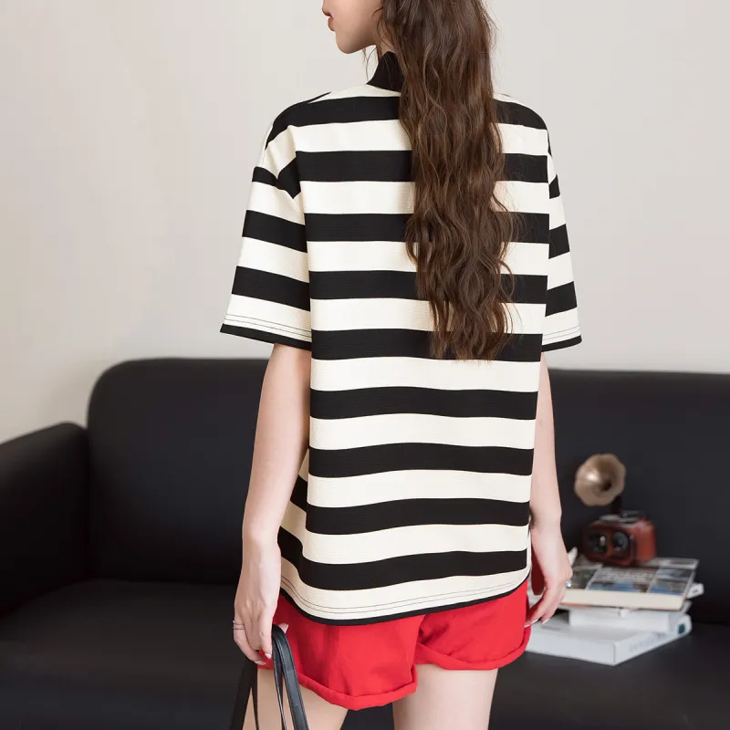 FAWENXIANGZI T Shirt Women's Black White-4
