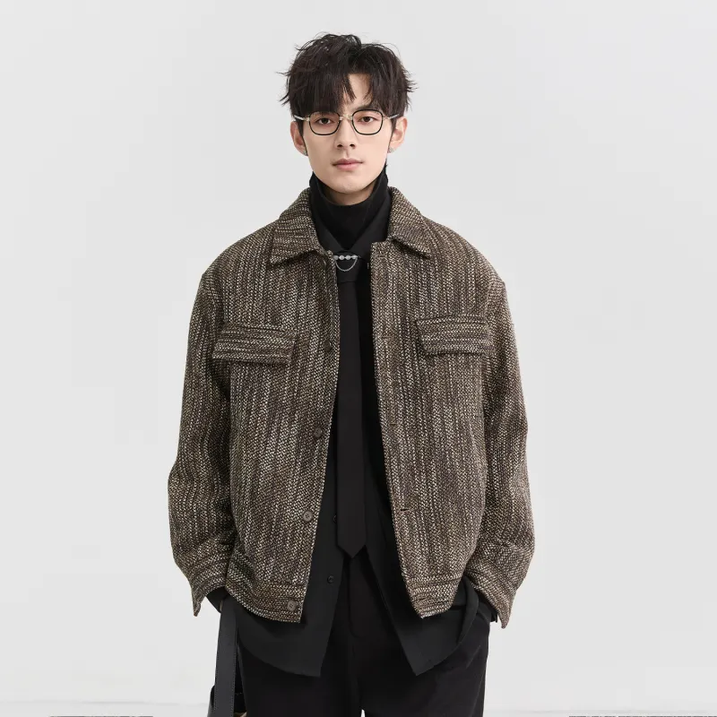 EARL JOEL Jackets Coats Men's Woven Coffee-5