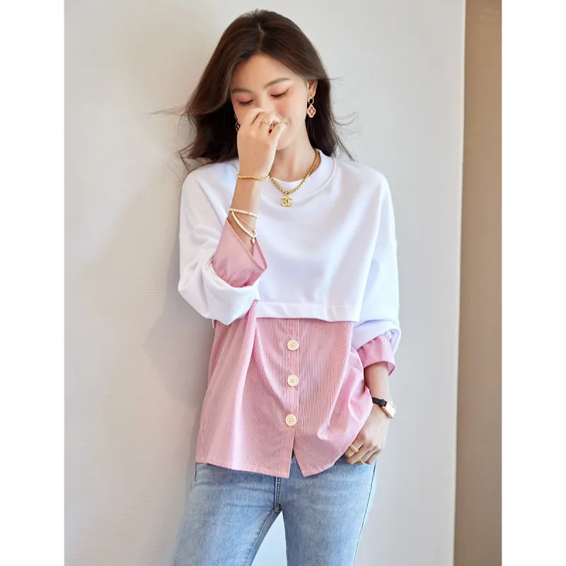 Like The Age Of Water Spring, Fall Sweatshirt Loose Fit Women's White-4