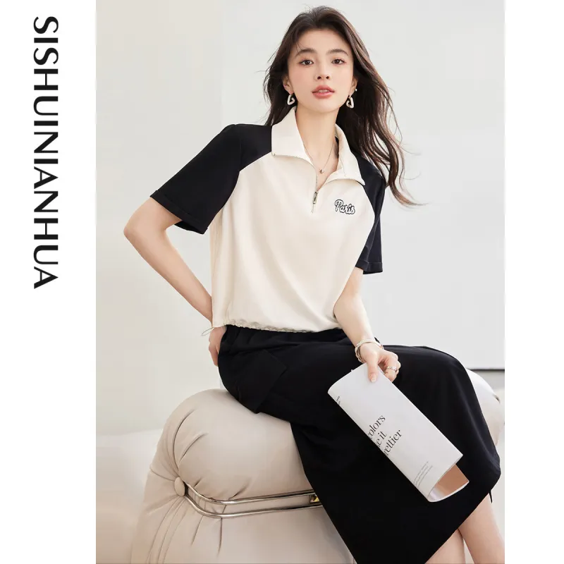 Like The Age Of Water Spring Fall Long Sleeved Dress Loose Fit Women's Black-4