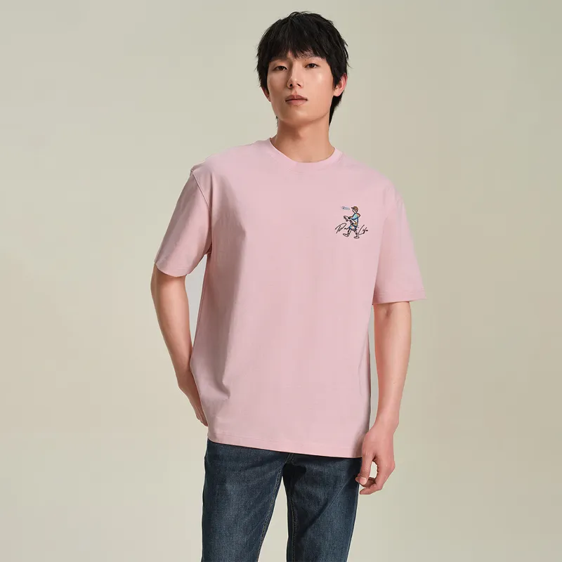 HLA T Shirts Men Pink Pattern B1-2