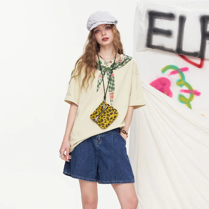 ELF SACK T Shirts Women's Handkerchief Khaki Beige-3