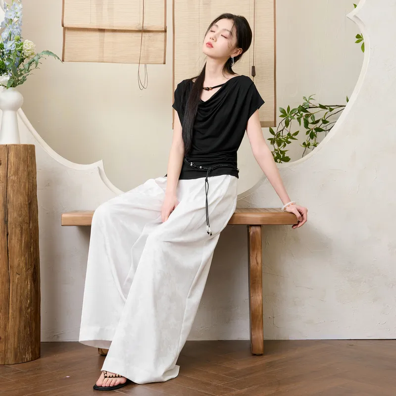 3COLOUR Casual Pants Women's Pearl White Floral-4