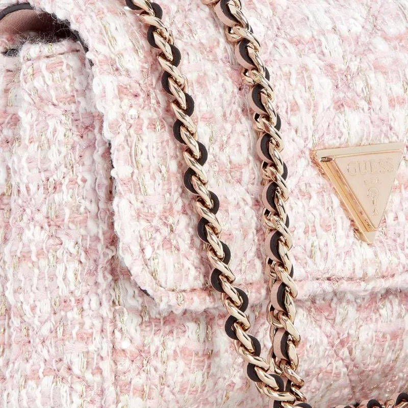 GUESS Fabric Artificial Leather Shoulder Bag Medium Size Women's Pink-5