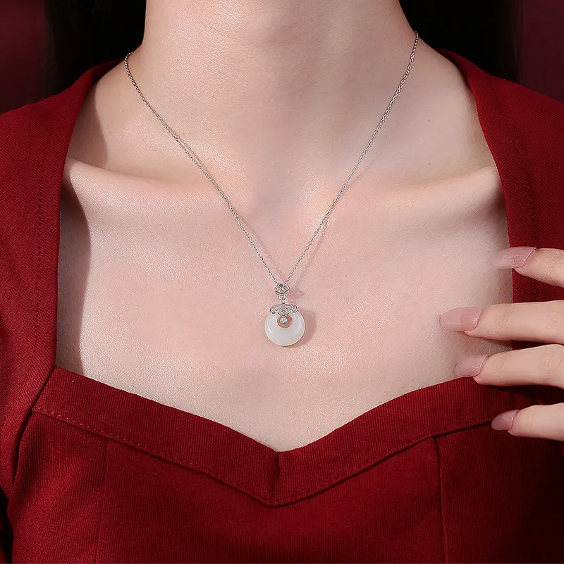 Royal Heaven's Choice Hetian Jade Necklaces Pale Greenish White Jade Unisex-4