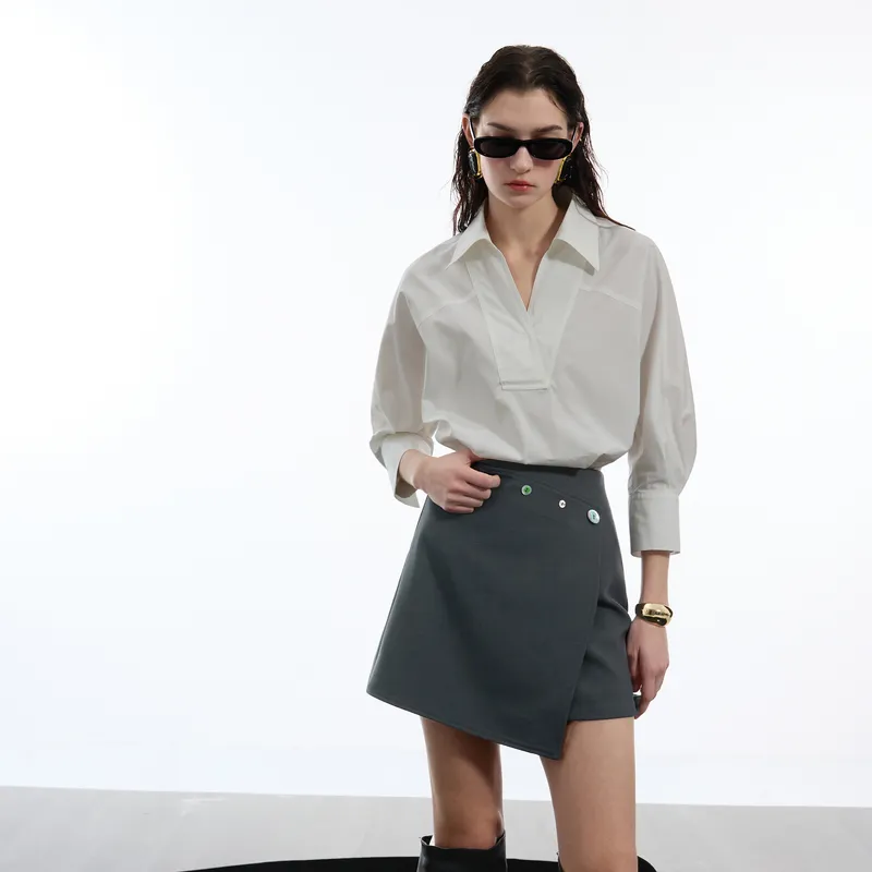 3COLOUR Casual Short Skirts Women's Stone Gray-5