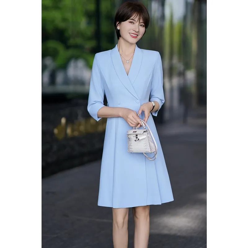 ONE SHALLOW Short Sleeved Dresses Women's Blue-5