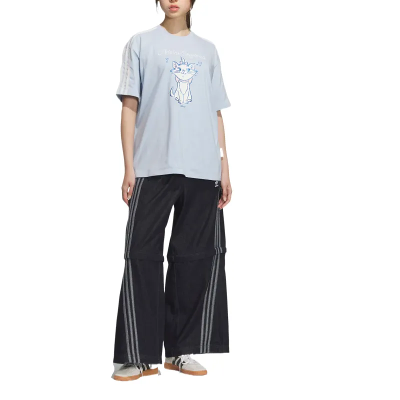 Adidas Originals Disney Collaboration Drop Shoulder Sleeve T Shirt Women's Simple Blue-3