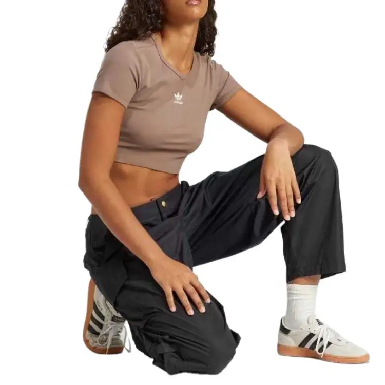 Adidas Women's Essentials Slim T Shirt Trace Brown-3