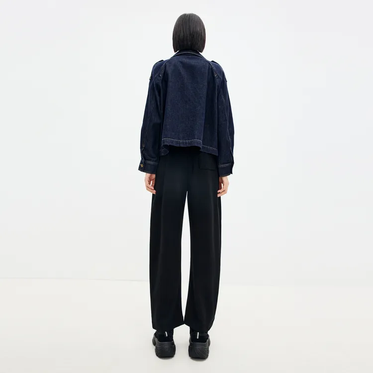 SHUIYUNJIAN Cropped Coats Women's Navy Blue-5
