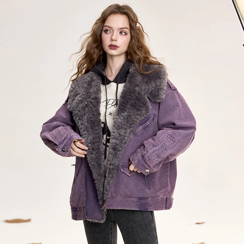 ELF SACK Puffer Jackets Women's Denim Purple-2