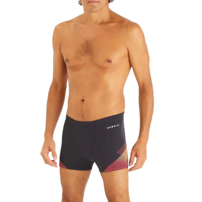DECATHLON 500 Series Swimming Shorts Men's Black Orange-3