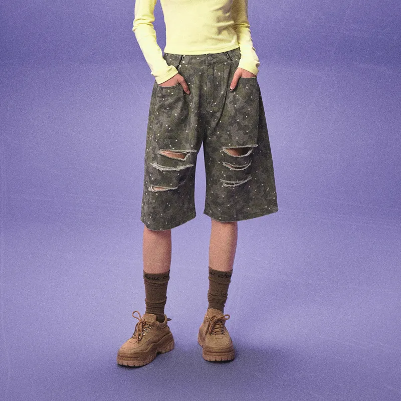CHUU Casual Pants Women's Green Camouflage-2