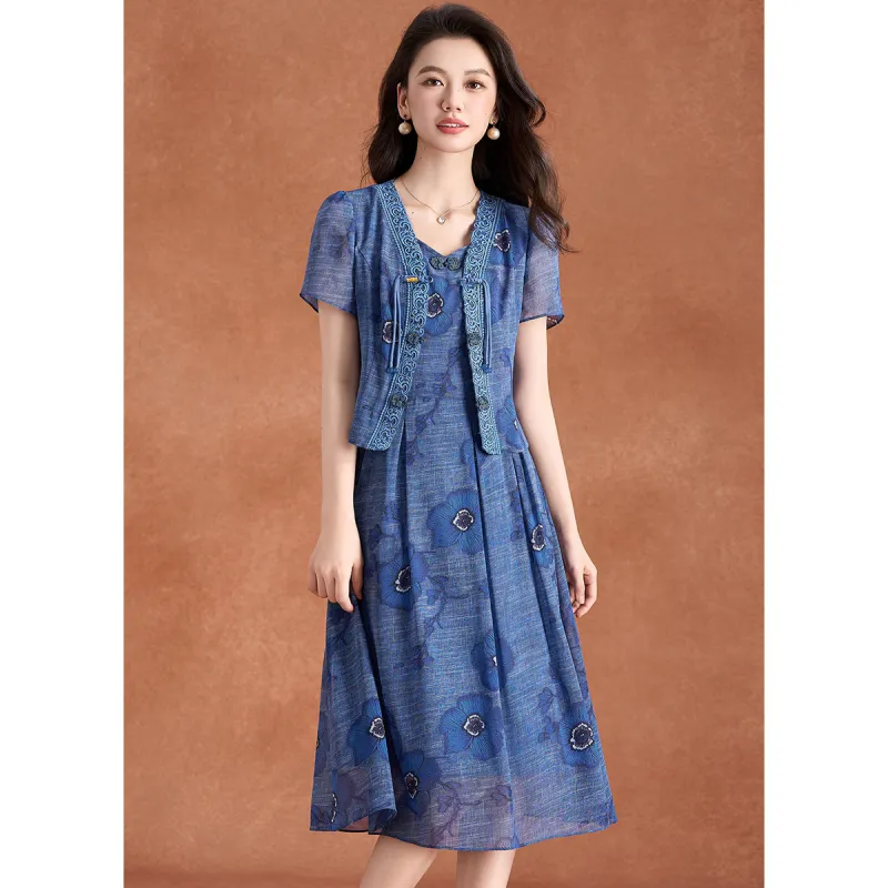 Mylan Two Piece Skirt Sets Women's Blue-2