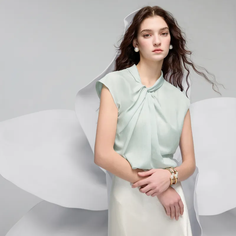 3COLOUR Chiffon Shirt Women's Mint Green-5