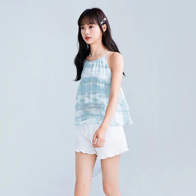 LEDIN Chiffon Shirt Women's Melt Ice Blue-4