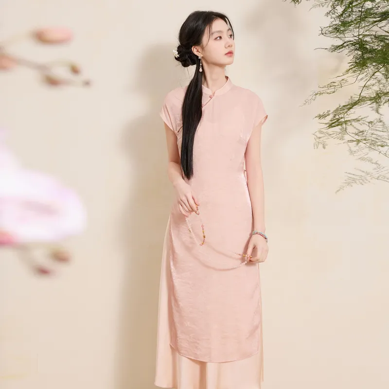 3COLOUR Short Sleeved Dress Women's Light Pink Floral-2