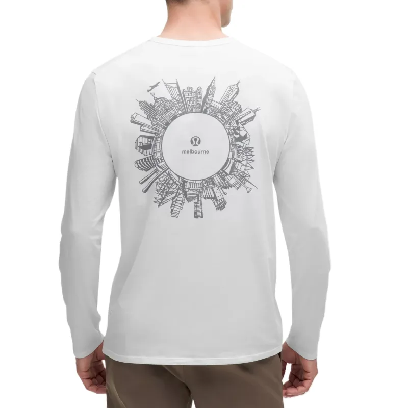 Lululemon Long Sleeve Cotton Jersey Shirt City Graphic Melbourne Shirt Men's-1